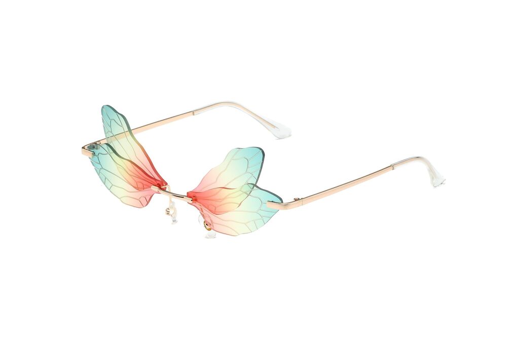 2248 Sunglasses with Dragonfly Wing Butterfly Irregular Glasses Girls Green